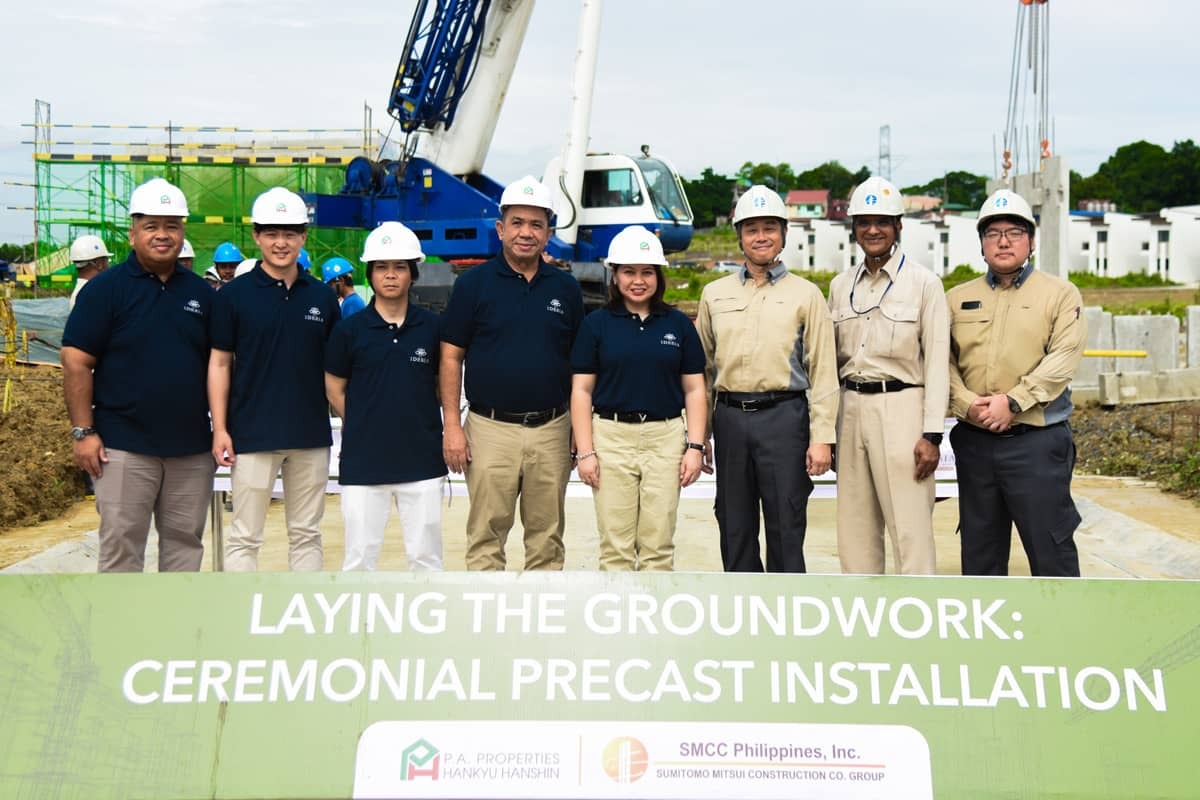 PA Hankyu and SMCC Philippines Inc., hold a ceremonial precast installation at Idesia San Jose del Monte